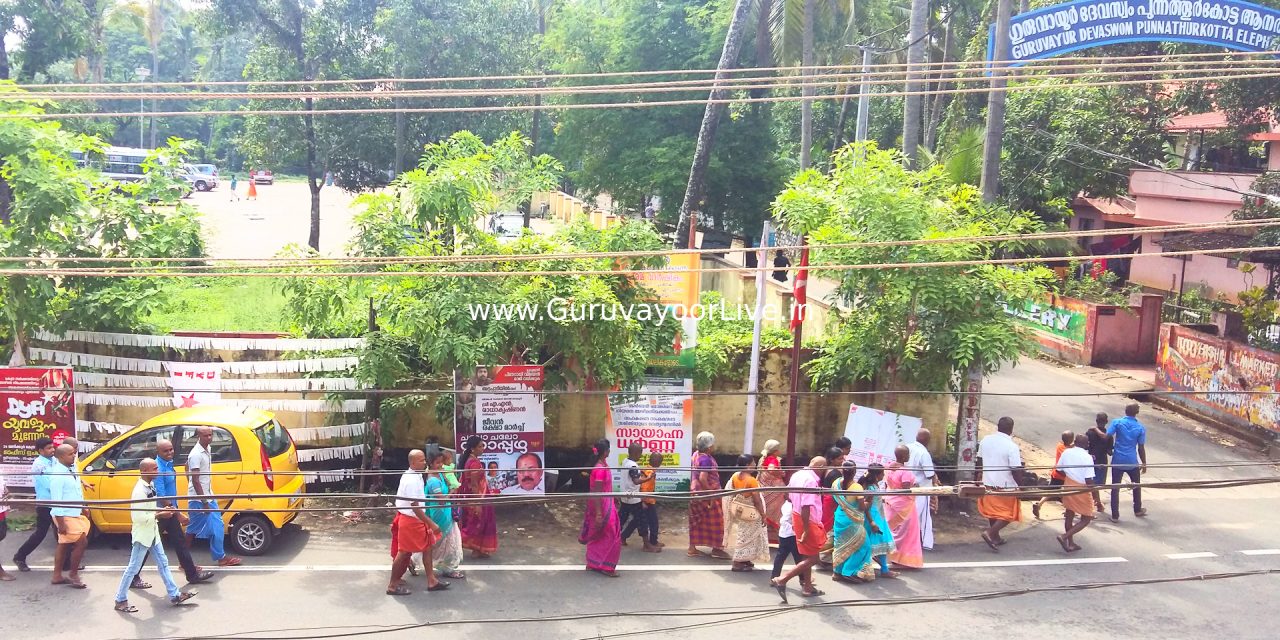 വേനൽമഴ മണ്ണിനെ തണുപ്പിച്ചു, ഗുരുവായൂരിൽ സന്ദർശകരുടെ വൻതിരക്ക്.